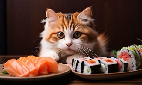 Photo Of A Cute Cat Eating Sushi By Sushi Time Playground