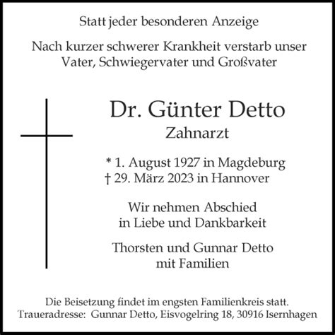 Traueranzeigen von Günter Detto Aachen gedenkt