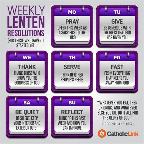 Weekly Lenten Resolutions For Catholics Reflect Pray Fast Give