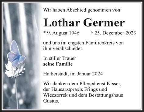 Traueranzeigen Von Lothar Germer Abschied Nehmen De