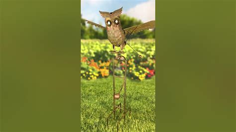 Large Metal Solar Flying Owl Rocking Stake With Light Up Eyes Weston