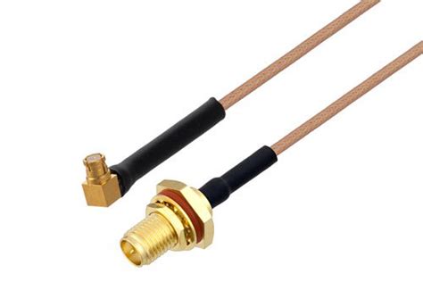 Reverse Polarity Sma Jack Bulkhead To Smp Female Right Angle Cable