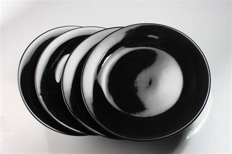 Black Salad Plates Set Of 4 Black Dinnerware