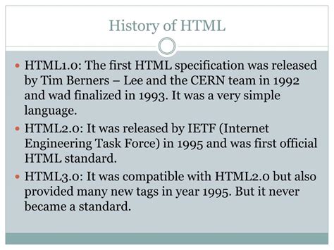 Ppt History Of Html Powerpoint Presentation Free Download Id2457921