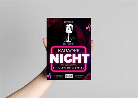 Editable Karaoke Night Party Pink Neon Karaoke Party Singing Party Invite Karaoke Party Invite