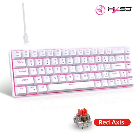 Teclado Mec Nico De Juego Con Cable Hxsj Retroiluminaci N Led Rosa