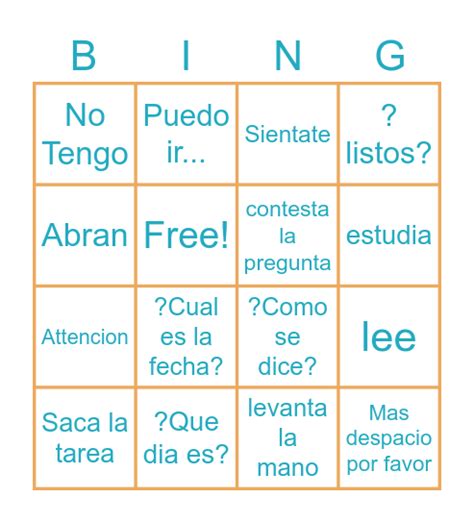 Los Mandatos De La Clase Bingo Card