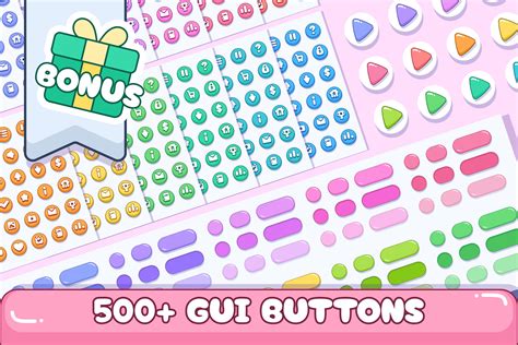 Colored UI Buttons Pack 2D GUI Unity Asset Store