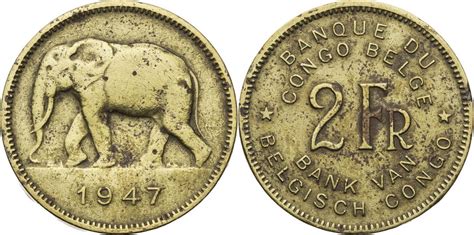 Belgisch Kongo 2 Franc 1947 Leopold III Kursmünze 1946 1947 ss