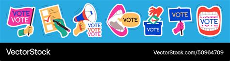 Vote sticker set modern colorful style Royalty Free Vector