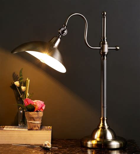 Buy Silver Shade Study Lamp With Metal Base By Jainsons Emporio Online