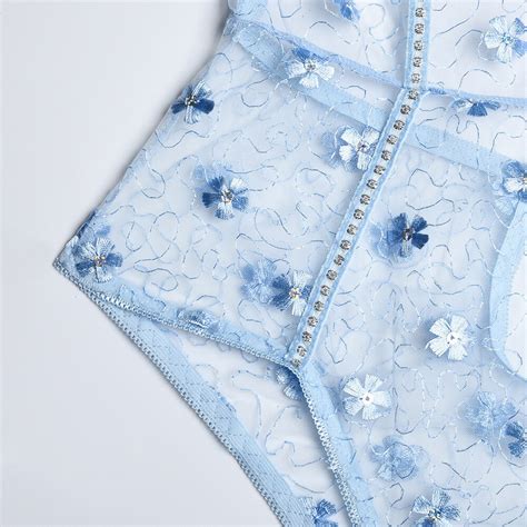 Blue Women S Sexy Sheer One Piece Babydoll Bodysuit Teddy Lingerie Set Nightwear EBay