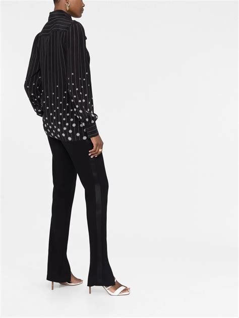 Elie Saab Monogram Print Silk Pussy Bow Shirt Farfetch