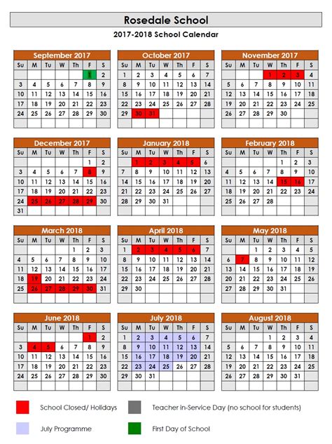 Calendar | Rosedale School