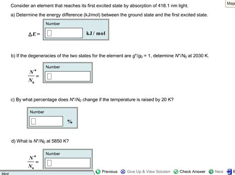 Solved Map Consider An Element That Reaches Its First Excited State By