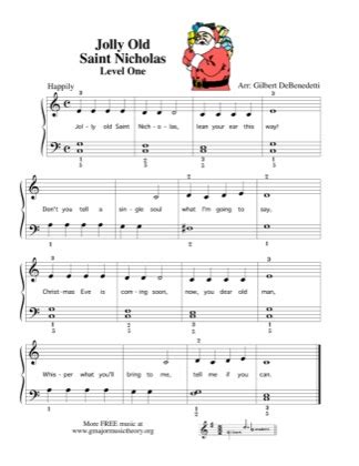 Jolly Old Saint Nicholas Christmas Free Piano Sheet Music Pdf