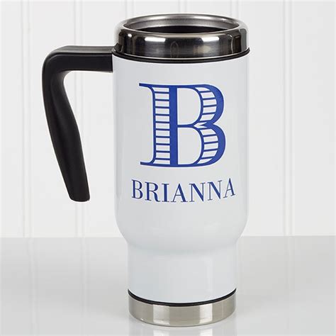 Personalized Striped Monogram Commuter Travel Mug