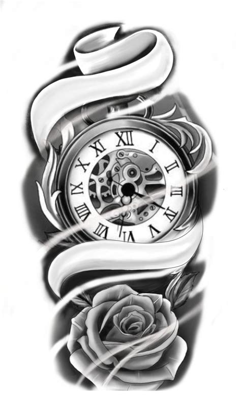 Pin By Corporal Art Tattoo On Leleu Clock And Rose Tattoo Clock Face