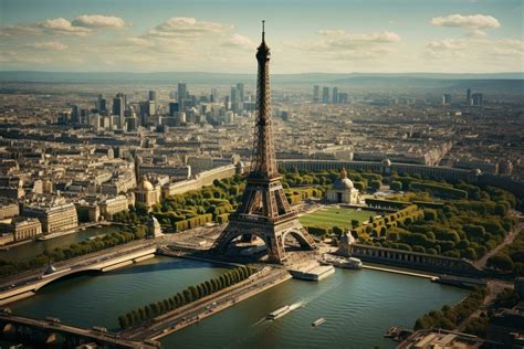 Eiffel Tower in Paris, France. Beautiful panoramic view. Aerial view of ...