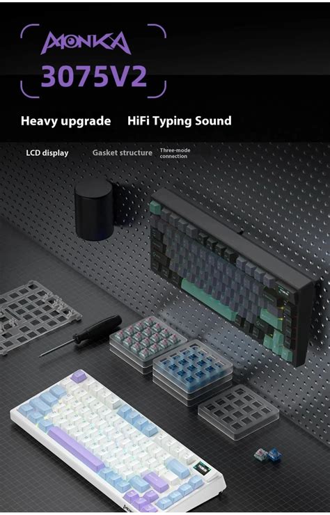 Monka Mechanical Keyboard Diy Color Screen Wireless G Bluetooth E Sports Game Hot Swap