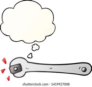 Cartoon Spanner Turning Nut Thought Bubble Stock Vector Royalty Free