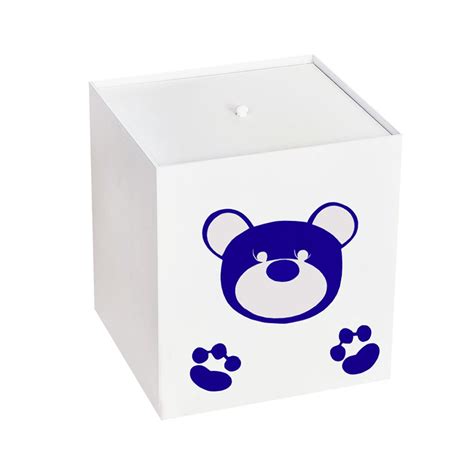 Lixeira Urso dengoso Azul Marinho MDF Mega Loja do Bebê Mega Loja