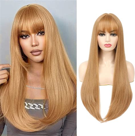 Amazon Soku Strawberry Blonde Natural Straight Wig With Bangs