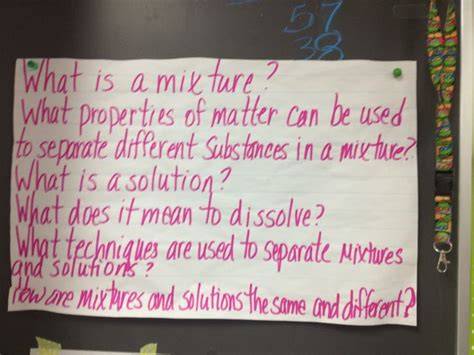 Mixtures Solutions Anchor Chart Teaching Science Properties Of