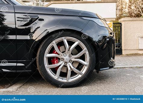 Steel Rims Wheel of Black Luxury Land Rover Range Rover Sport Editorial ...