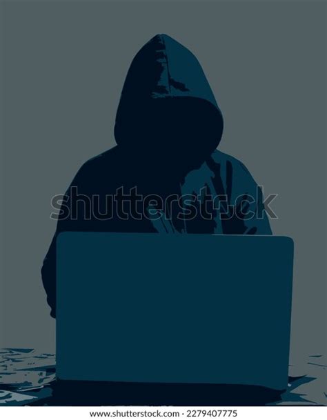 Hacker Wearing Black Hoodie They Stealing Stock Vector (Royalty Free ...