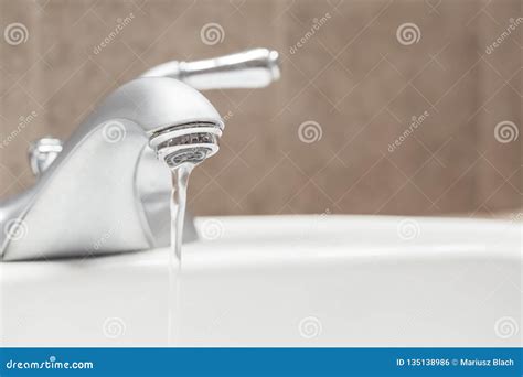 Bathroom Faucet With Running Water Stock Photo Image Of Bathroom