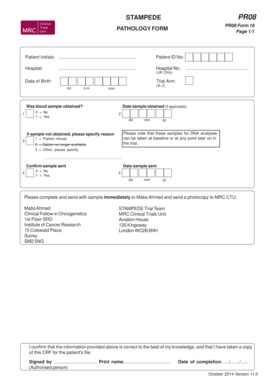 Fillable Online PR08 Form 18 Pathology Form Version 11 Pmd STAMPEDE