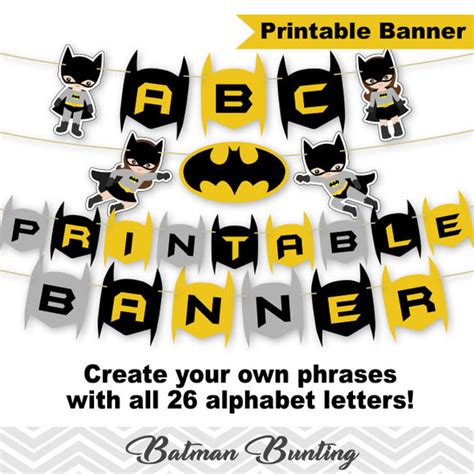 Printable Batman Banner, Digital Batman Bunting, Printable Superhero P – Tracy Digital Design