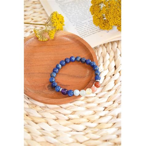 Bracelet Chakras Lapis Lazuli Perles Mm Omsa Chakra Fr