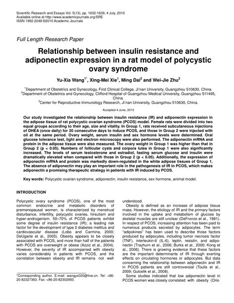 (PDF) Relationship between insulin resistance and adiponectin ...