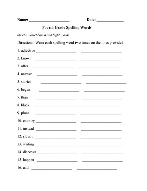 26+ 4th Grade Spelling Printable Worksheets - marinfd