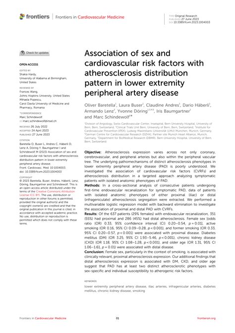 Pdf Association Of Sex And Cardiovascular Risk Factors With