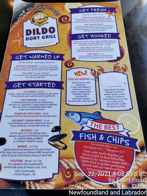 Menu At Dildo Dory Grill Restaurant Dildo