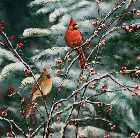 Cardinals In Winter Scenes