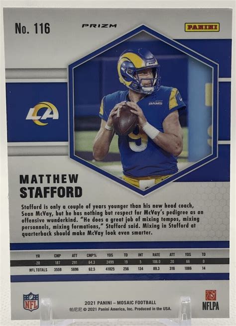 Matthew Stafford Mosaic Pink Camo Prizm Las Angeles Rams Ebay