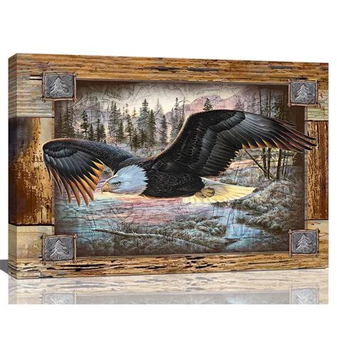 Flying Bald Eagle Wall Art Rustic Eagle Pictures Wall Decor Temu