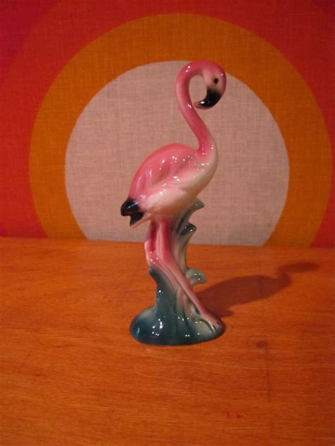 Pink Flamingo Figurine Vintage S Mid Century Pink Etsy Kitsch