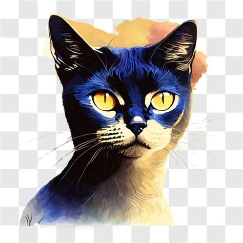 Baixe Adorável Gato Azul e Branco Olhos Amarelos PNG Creative Fabrica