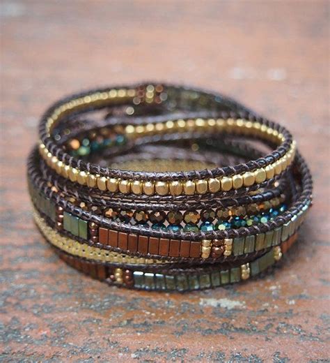 5 Times Wrap Bracelet • Green Crystal Beaded Mix • Boho Bracelet