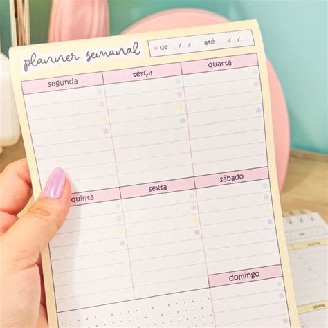 Bloco De Planner Semanal Planejador Semanal Elo