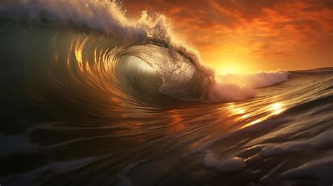 Premium Photo | Sunset wave