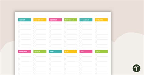 Tropical Paradise Printable Teacher Planner Key Dates Overview