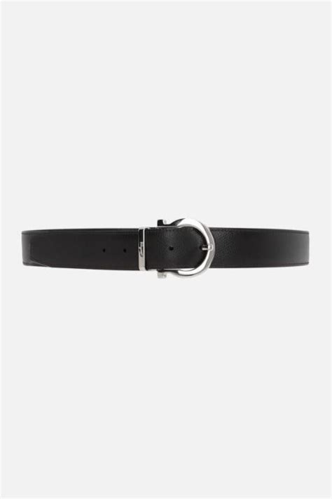 Gancini Grainy Leather Reversible Belt Salvatore Ferragamo