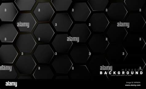 Abstract Black Hexagon Pattern On A Technology Style Of Neon Gradient