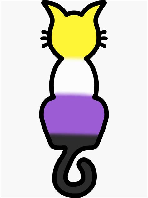 Non Binary Pride Cat Sticker By Inclusivedesign Redbubble